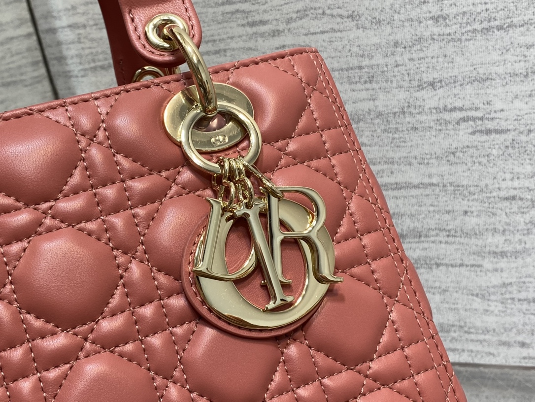 Medium Lady Dior Bag Coral Cannage Lambskin